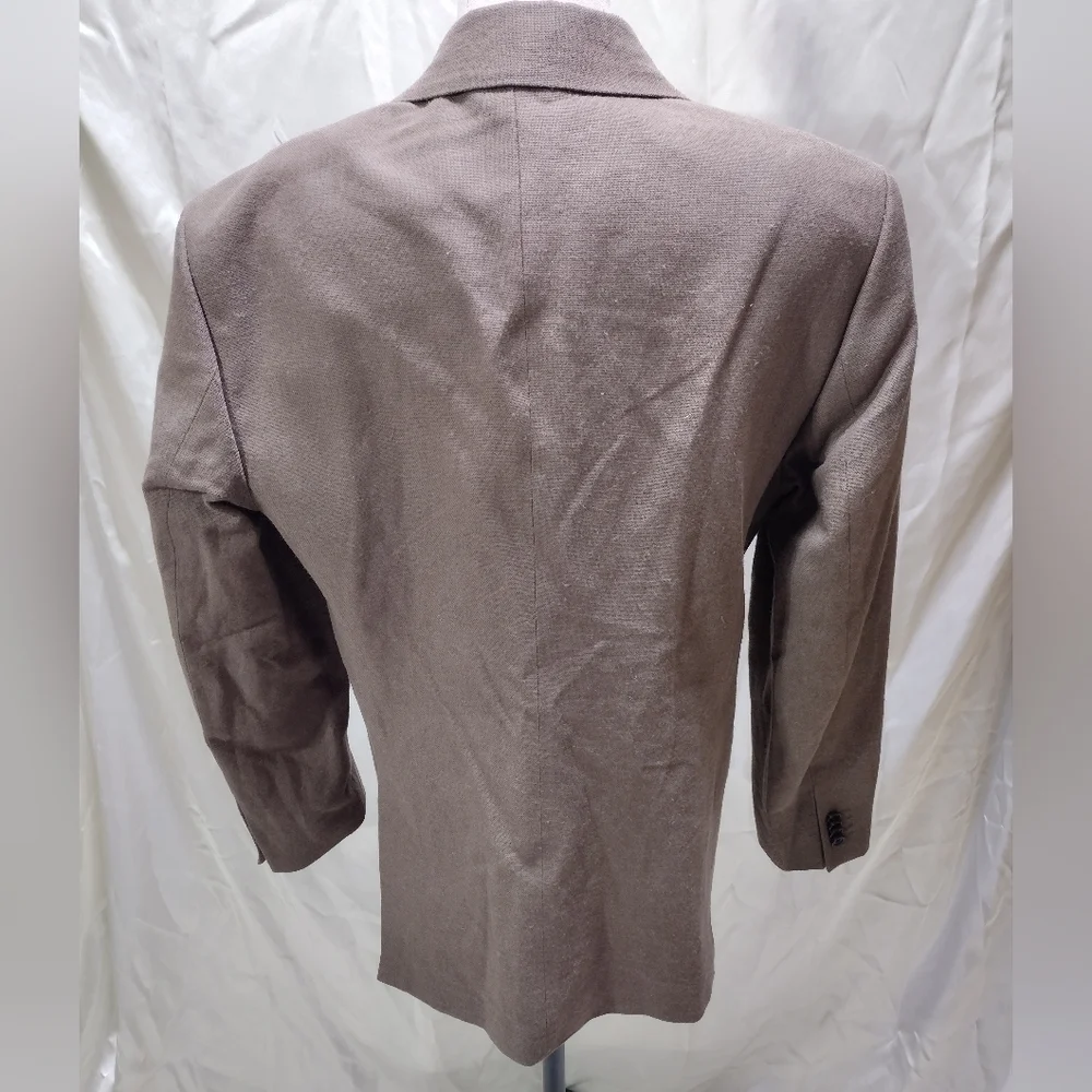 Abercrombie & Fitch Men's Collins Double Breasted Blazer Brown Linen Blend 40R